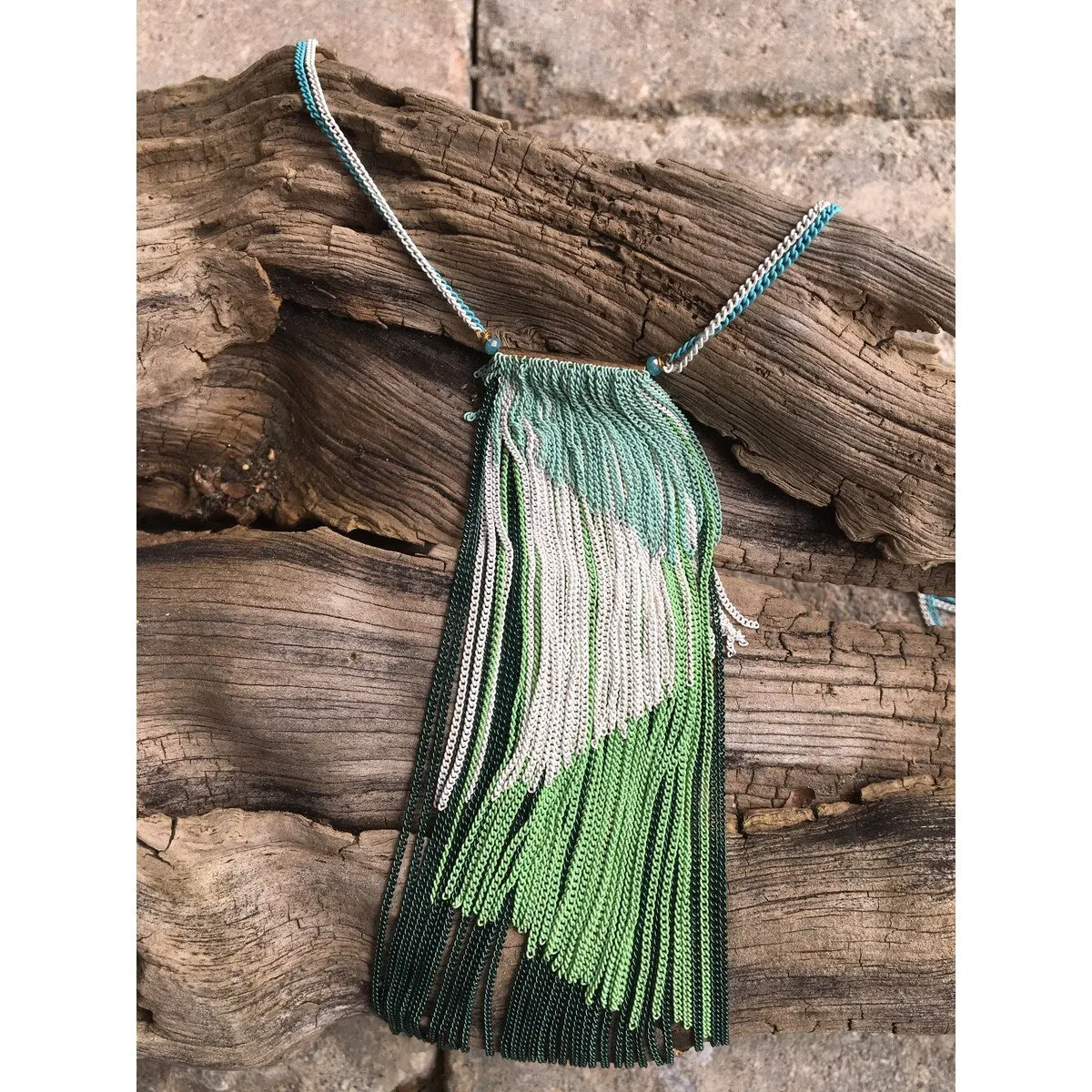 Multi-Color Chain Tassel Necklace - White sold by Zulily product image thumbnail 3