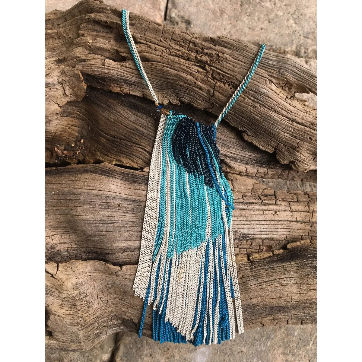 Multi-Color Chain Tassel Necklace - White sold by Zulily product image thumbnail 2