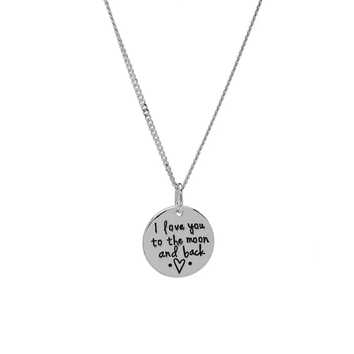 Sterling Silver Round 'I love you to the moon and back' Pendant Necklace (30220-18) - White sold by Zulily product image thumbnail 2