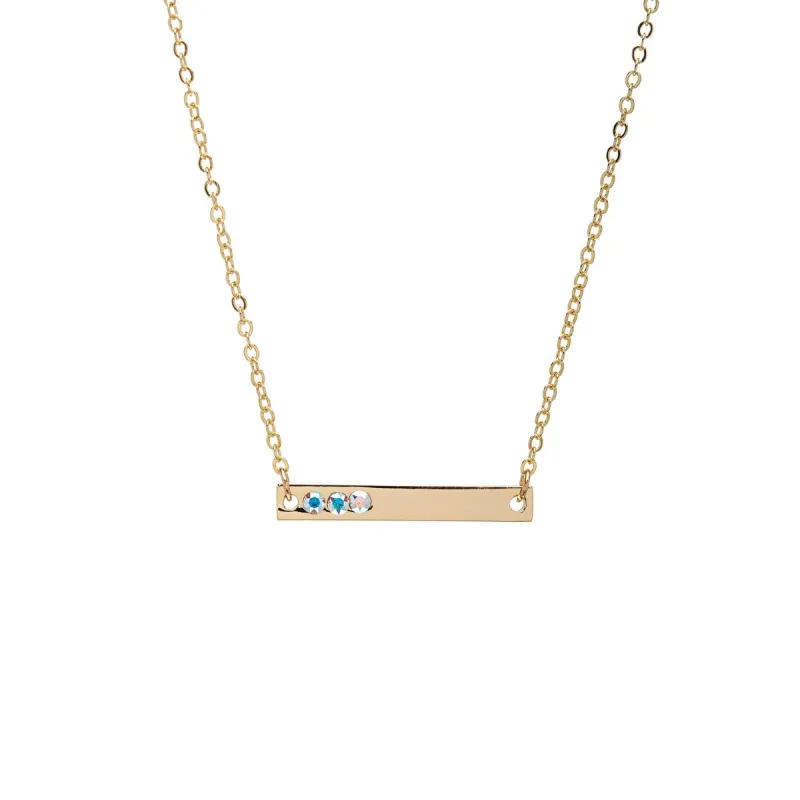 Goldtone Bar Necklace with Aurora Borealis Swarovski Crystals - White sold by Zulily