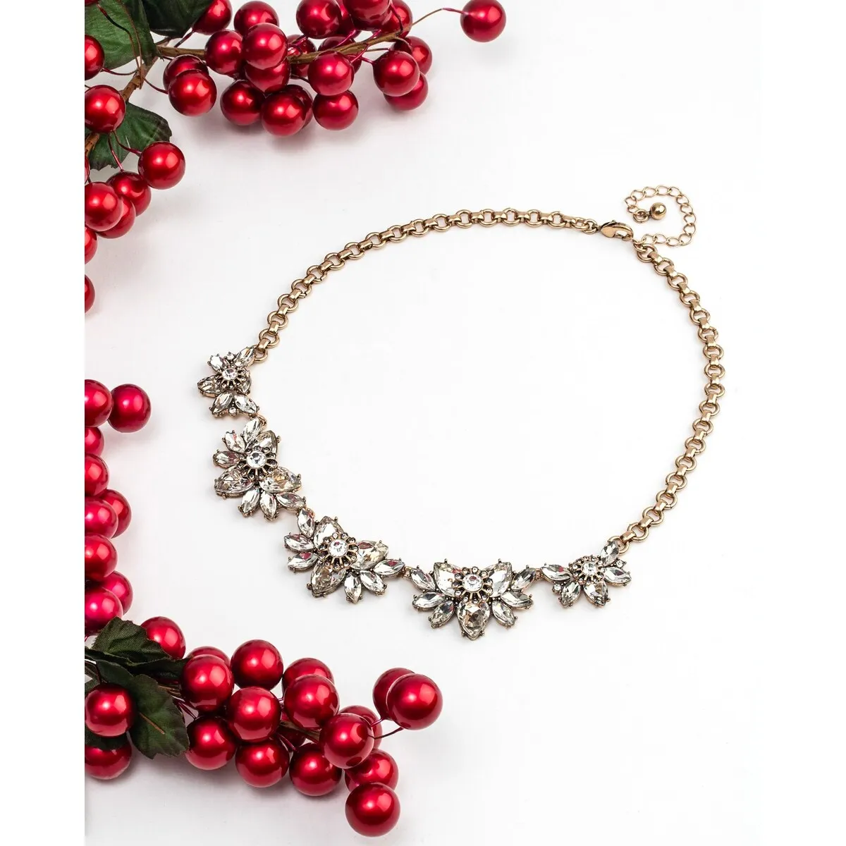 Goldtone Crystal Flower Statement Necklace - White sold by Zulily