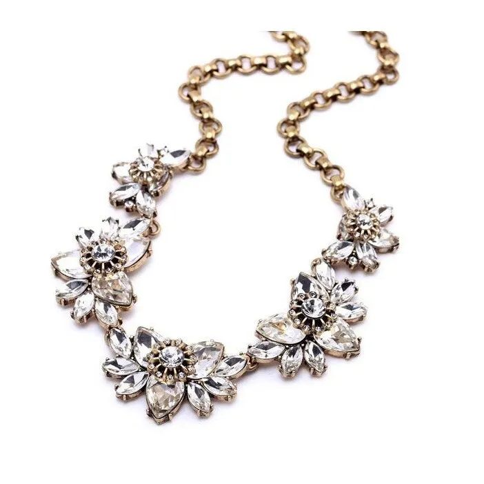 Goldtone Crystal Flower Statement Necklace - White sold by Zulily product image thumbnail 2