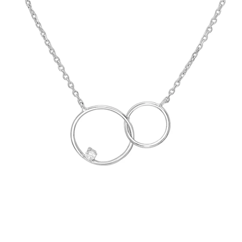 Sterling Silver & Dainty Cubic Zirconia Linked Circle Necklace - Ag Sterling - White sold by Zulily
