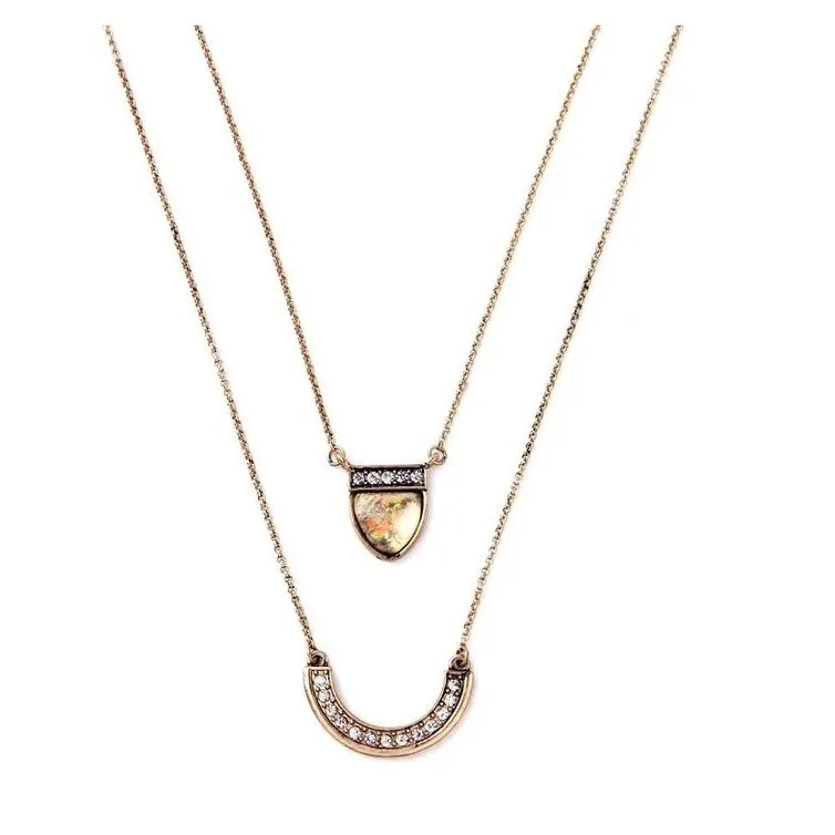 Goldtone Triple Chevron Drop Necklace - White sold by Zulily