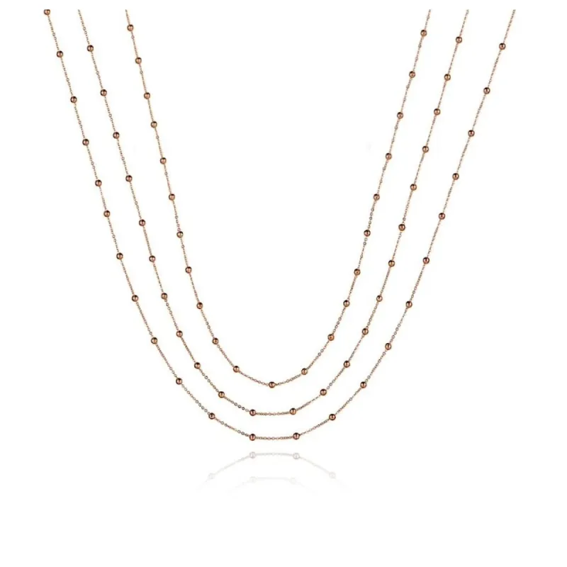 Rose Goldtone Dainty Ball Chain Layered Necklace - White sold by Zulily