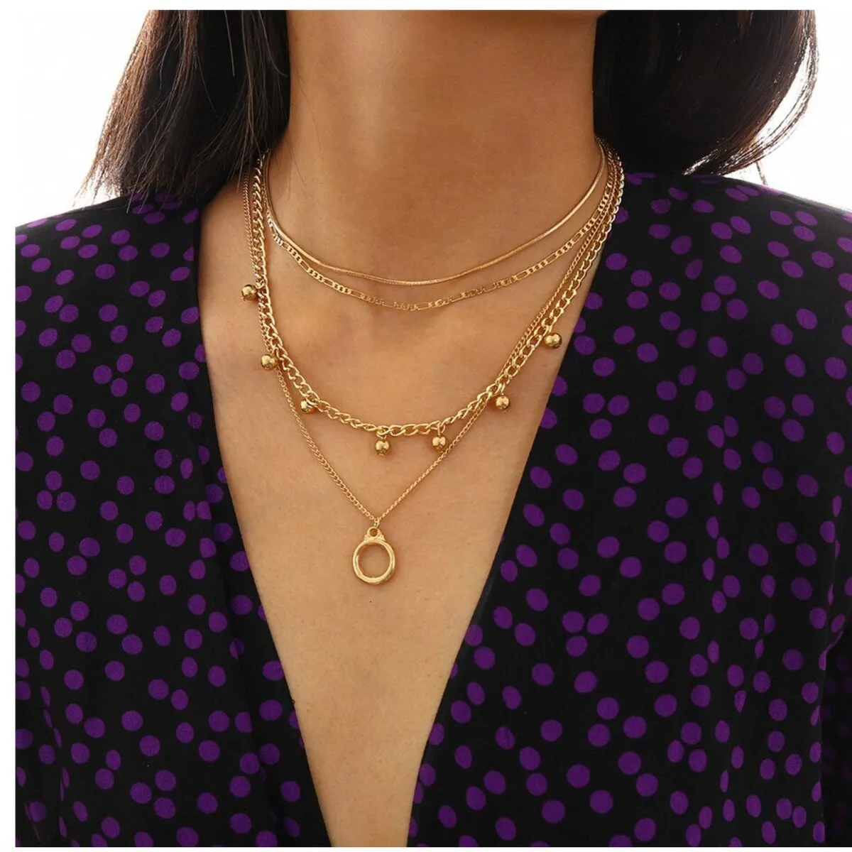 Goldtone Layered Charm Necklace - White sold by Zulily