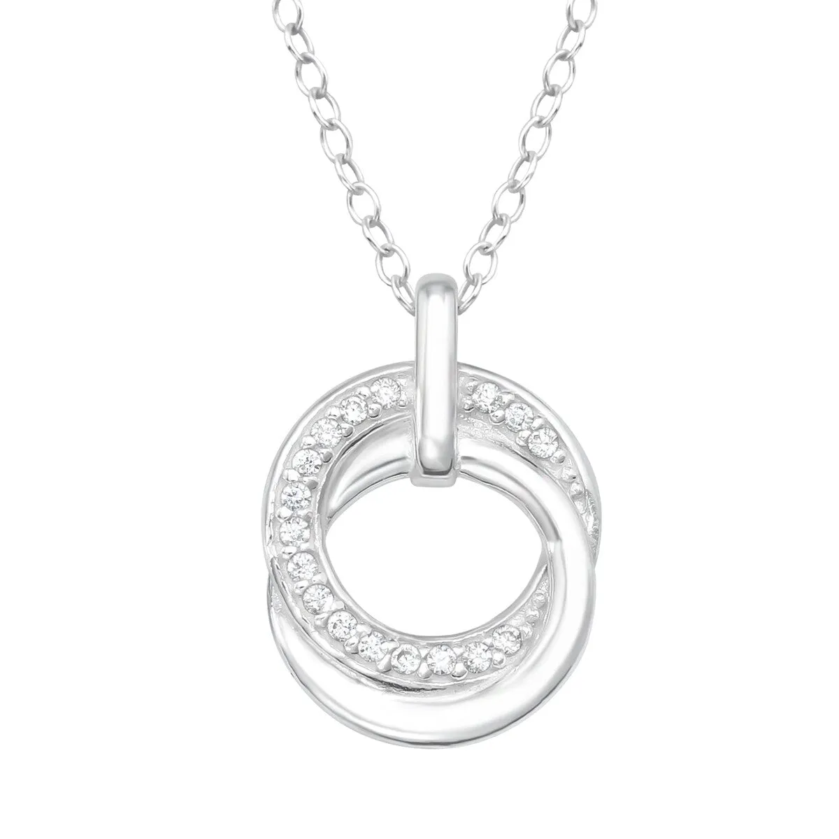 Sterling Silver Interlocking Infinity Circles With Cubic Zirconia - Ag Sterling - White sold by Zulily