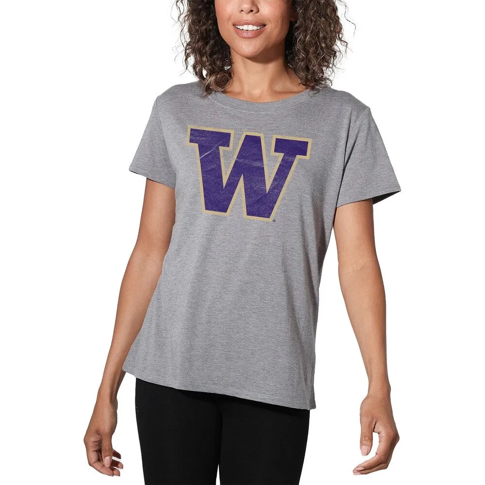 University of Washington Distressed Primary Logo Women's Loose T Shirt sold by Zulily