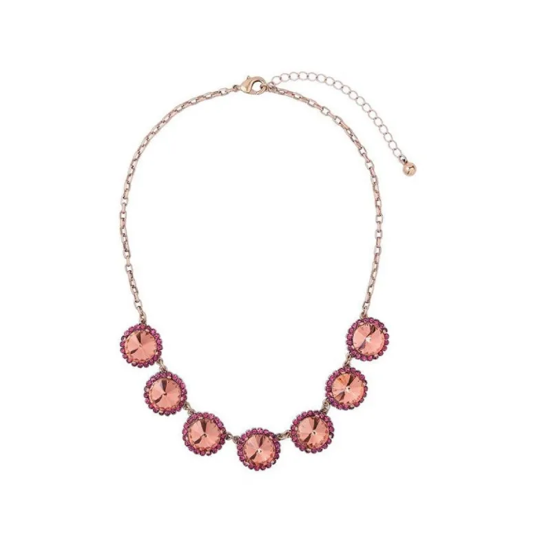 Peach Crystal Bib Necklace - White sold by Zulily