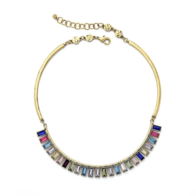 Multi Colored Crystal Collar Necklace (21419-6) - White sold by Zulily