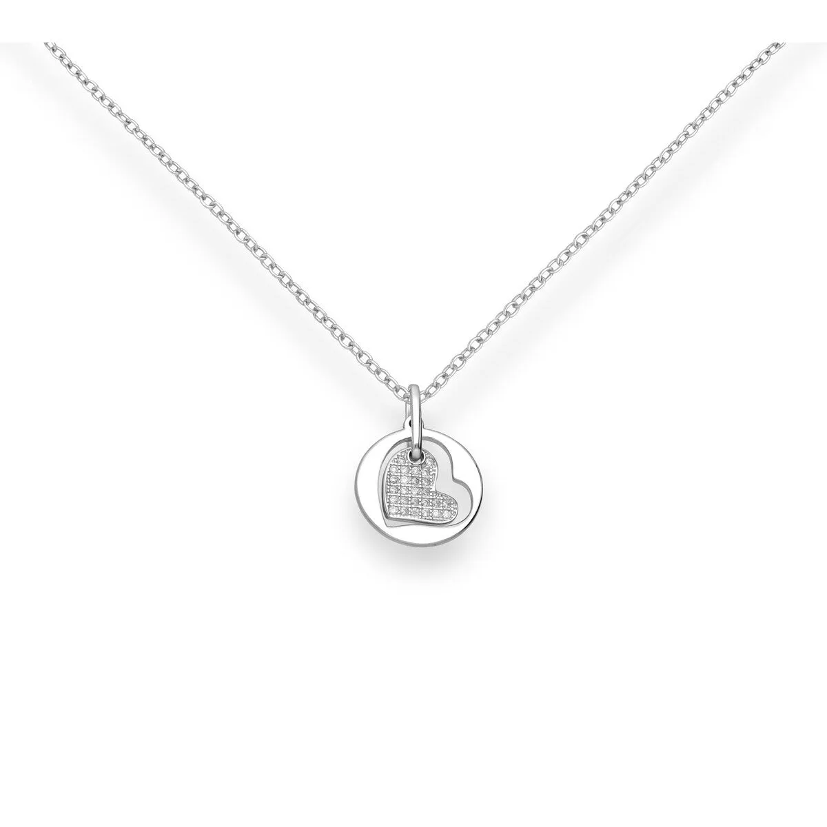 Sterling Silver Cubic Zirconia Dual Heart Pendant Necklace - White sold by Zulily