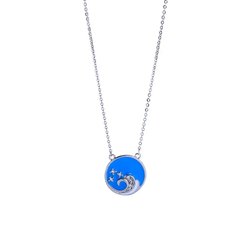 Blue Circular Wave Pendant Necklace - White sold by Zulily