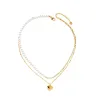Goldtone Imitation Pearl Layered Heart Necklace - White sold by Zulily