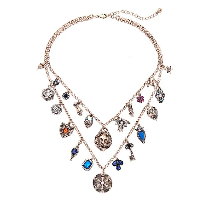 Goldtone Multi Colored Charmed Layered Necklace - White sold by Zulily