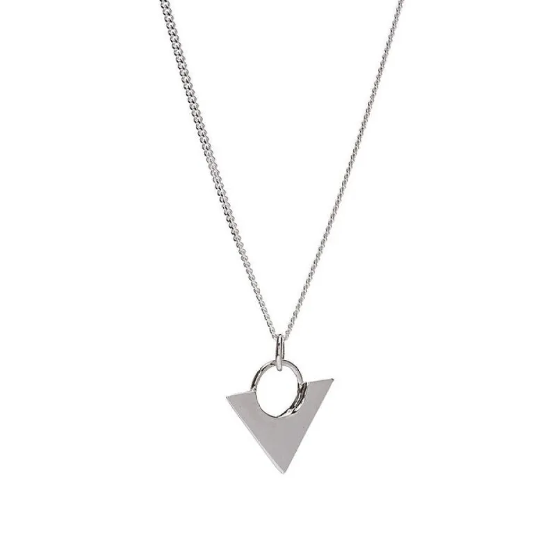 Sterling Silver Triangular Pendant Necklace - White sold by Zulily