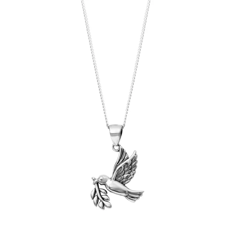Sterling Silver Dove & Olive Branch Pendant Necklace sold by Zulily