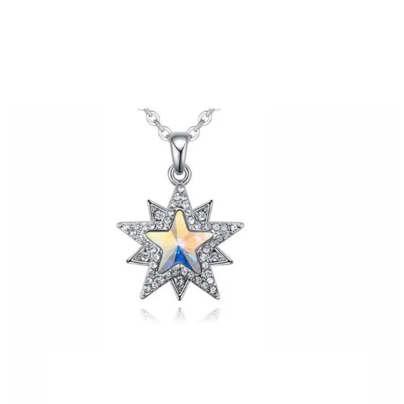 Silvertone Aurora Borealis Star Pendant Necklace - White sold by Zulily