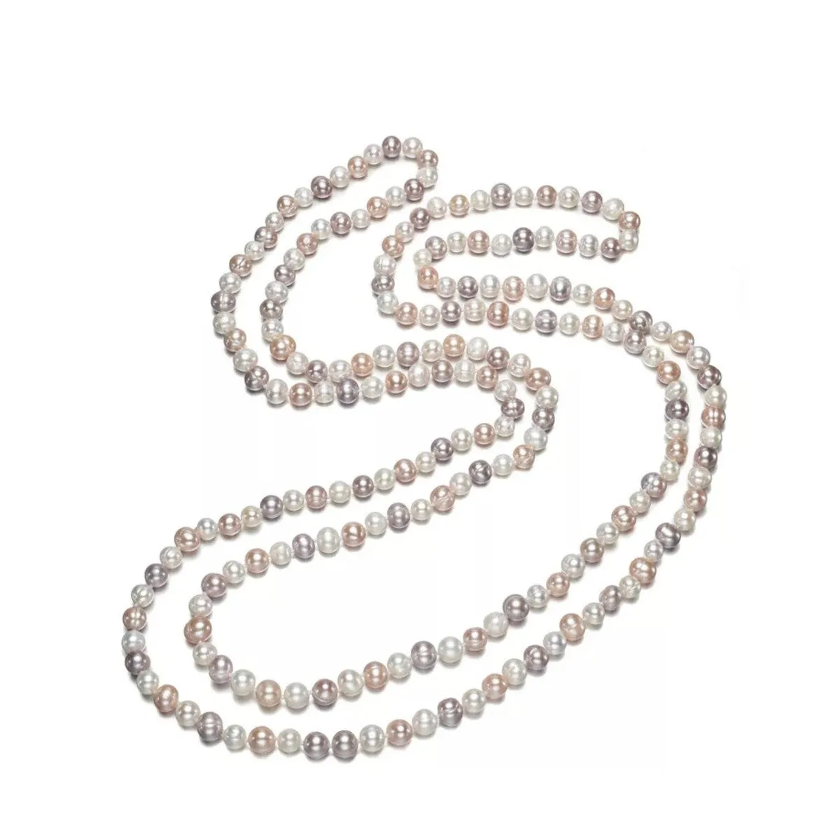 Champagne, Grey White 6mm 58" Long Freshwater Pearl Necklace sold by Zulily