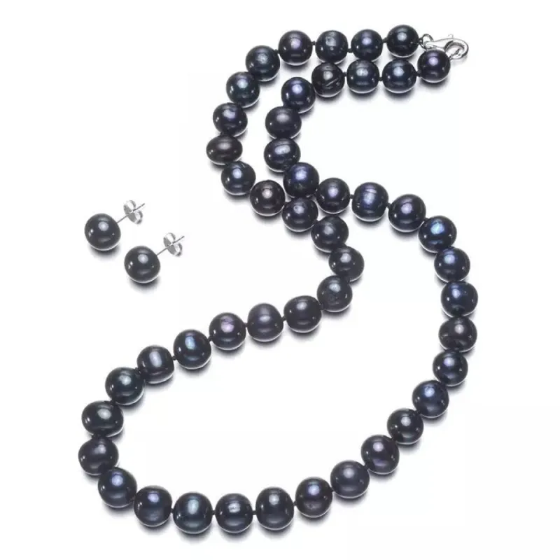 Black Freshwater Cultured Pearl Chain Necklace Set - White sold by Zulily