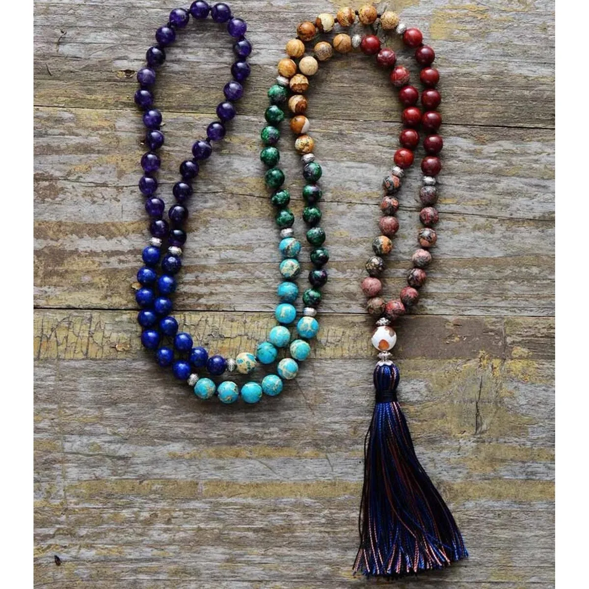 Howlite & Jasper Tassel-Accent Necklace - White sold by Zulily product image thumbnail 2