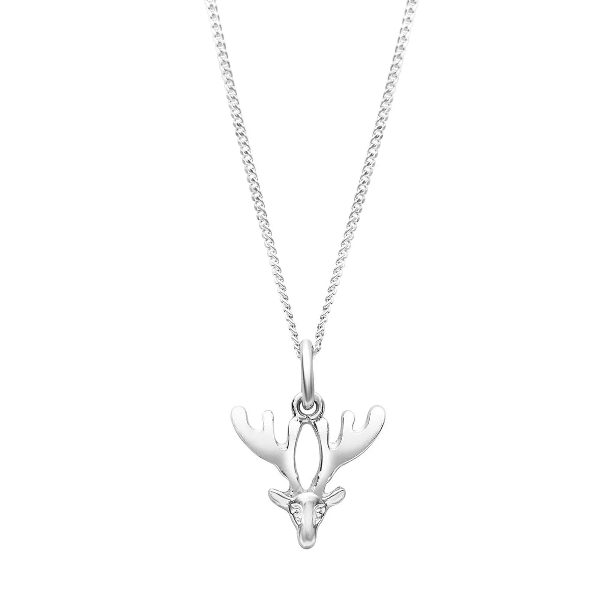 Sterling Silver Dainty Deer Pendant Necklace - White sold by Zulily