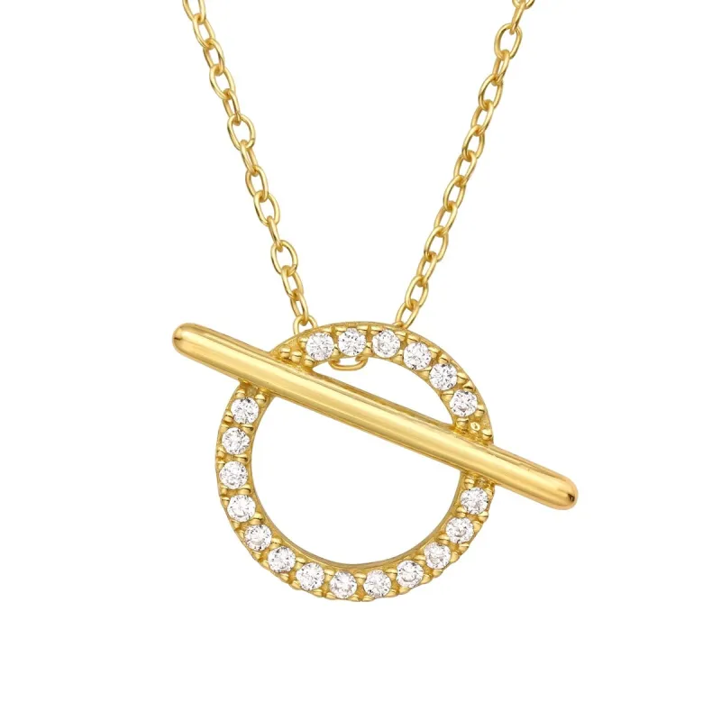 Cubic Zirconia & Goldtone Circular Bar Pendant Necklace - White sold by Zulily