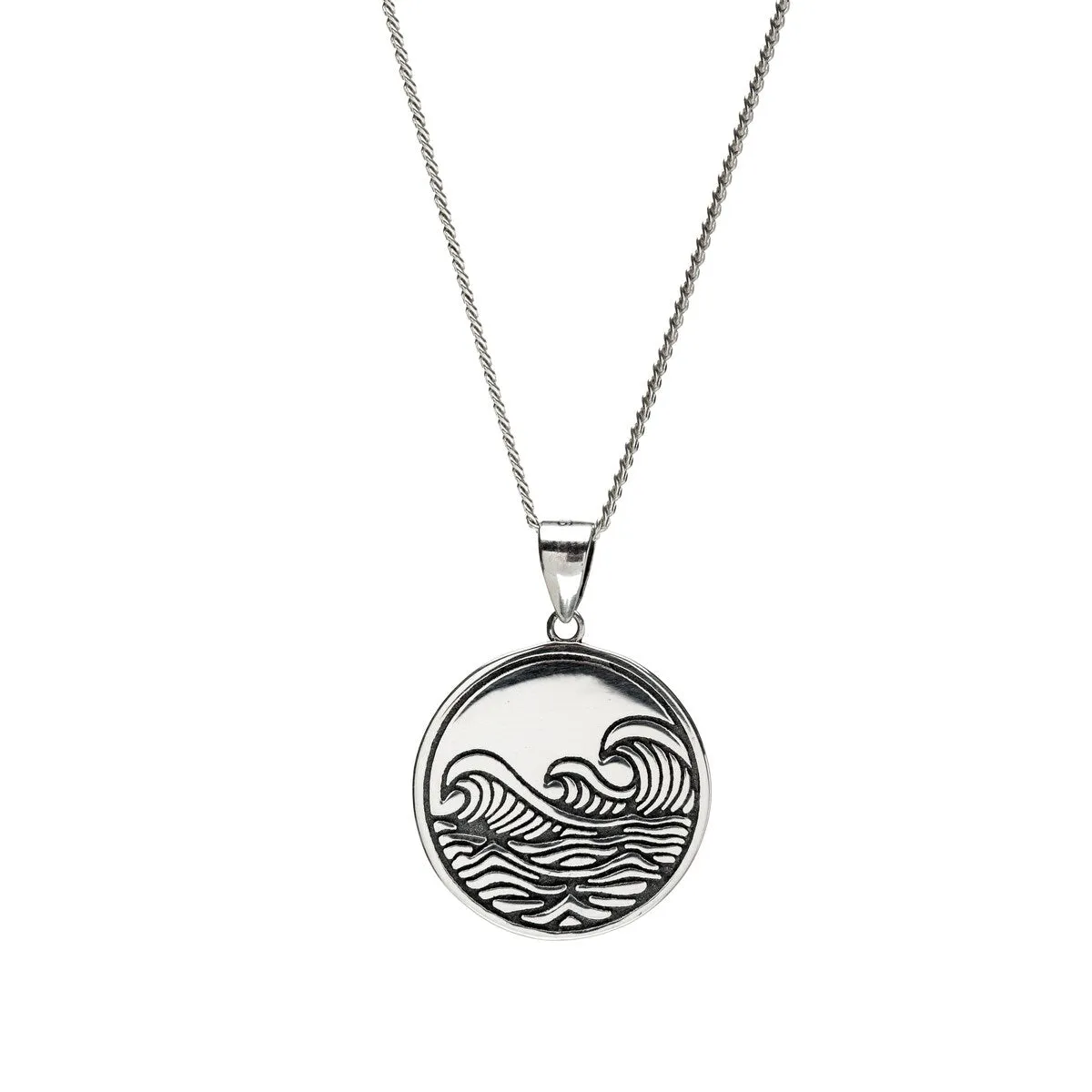 Sterling Silver Circle Wave Pendant Necklace - White sold by Zulily