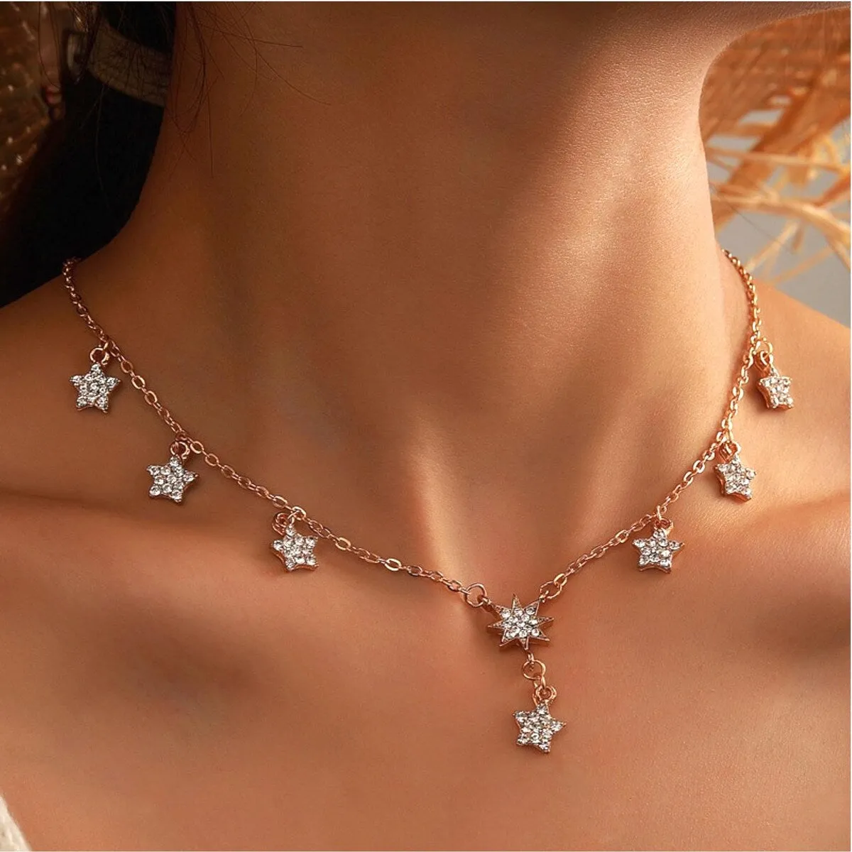 Goldtone Crystal Star Necklace - White sold by Zulily