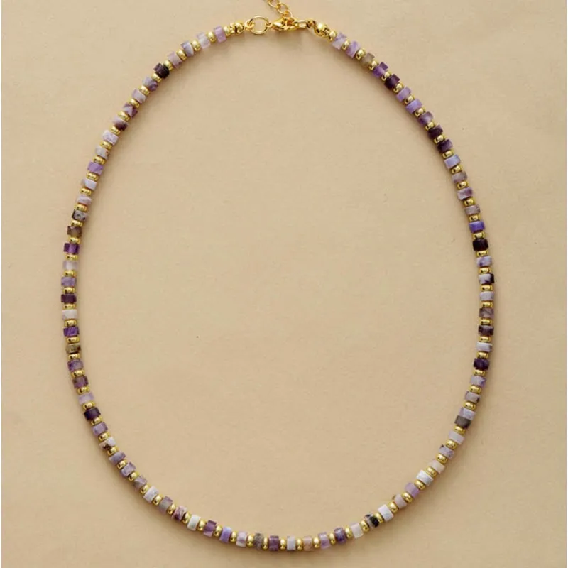 Goldtone Amethyst Mix Beaded Necklace - White sold by Zulily