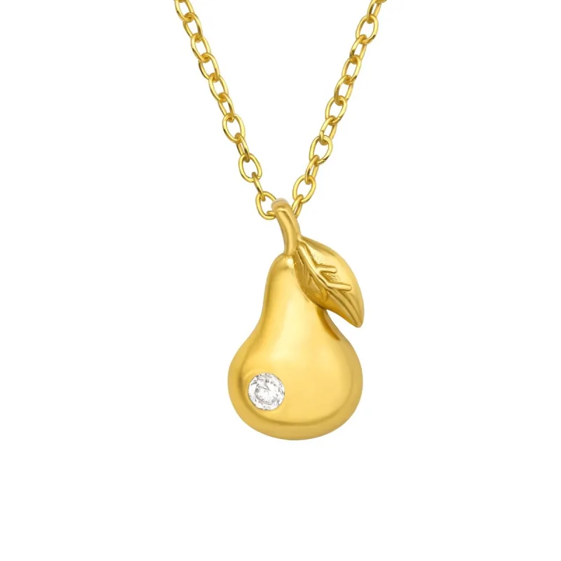 Sterling Silver 18k Gold-Plated Pear Pendant Necklace with Cubic Zirconia - White sold by Zulily