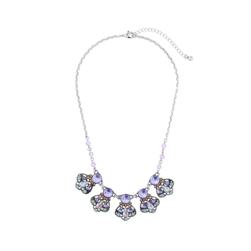 Purple Crystal Bib Necklace - White sold by Zulily