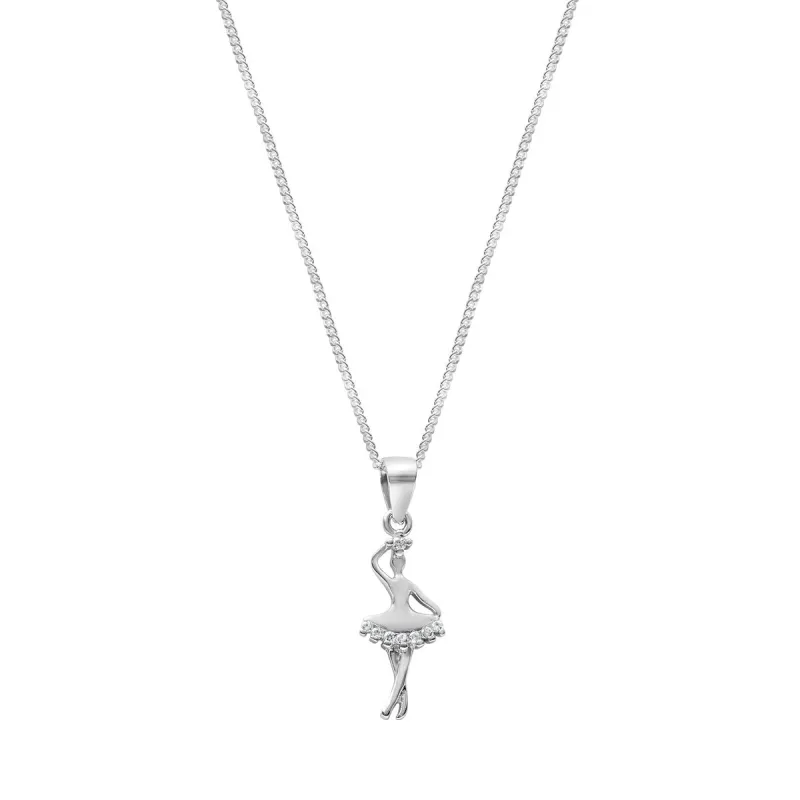 Cubic Zirconia & Sterling Silver Ballerina Pendant Necklace - White sold by Zulily