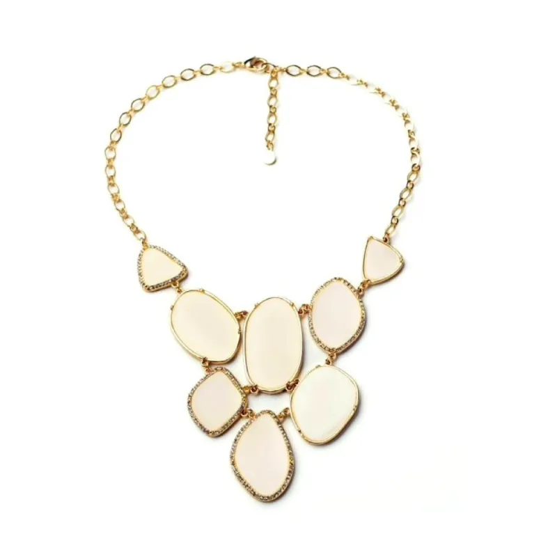 Goldtone Beige Statement Bib Necklace - White sold by Zulily
