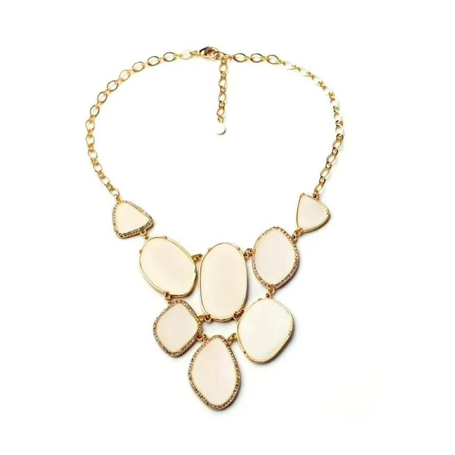 Goldtone Beige Statement Bib Necklace - White sold by Zulily