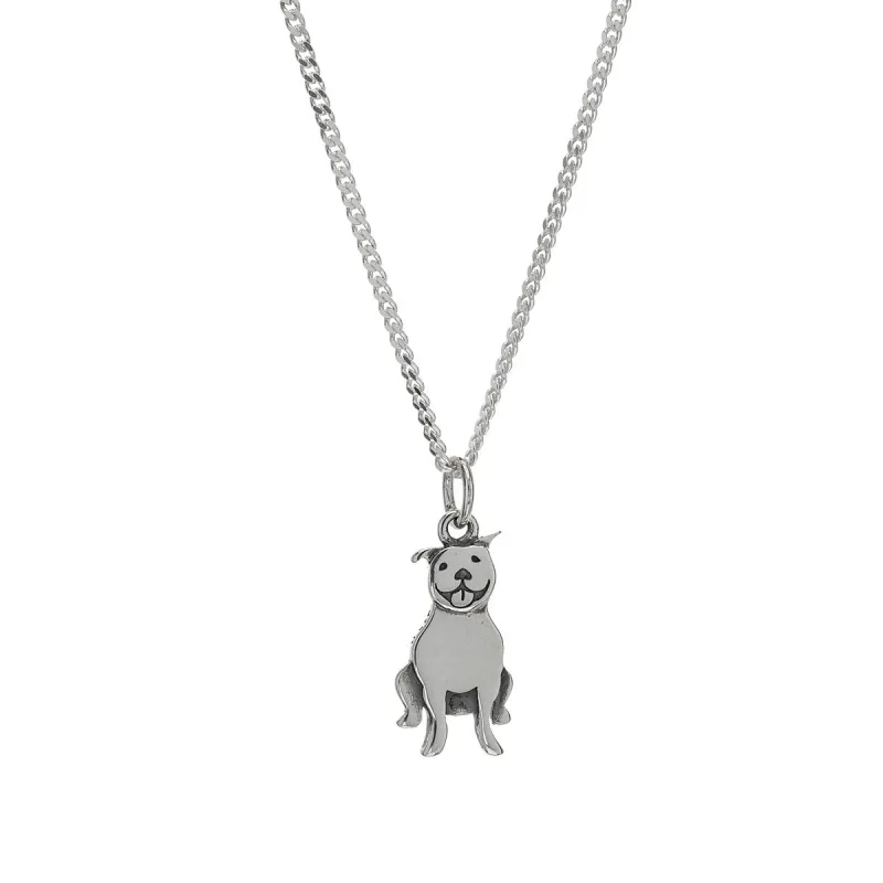 Sterling Silver Pitbull Pendant Necklace - White sold by Zulily