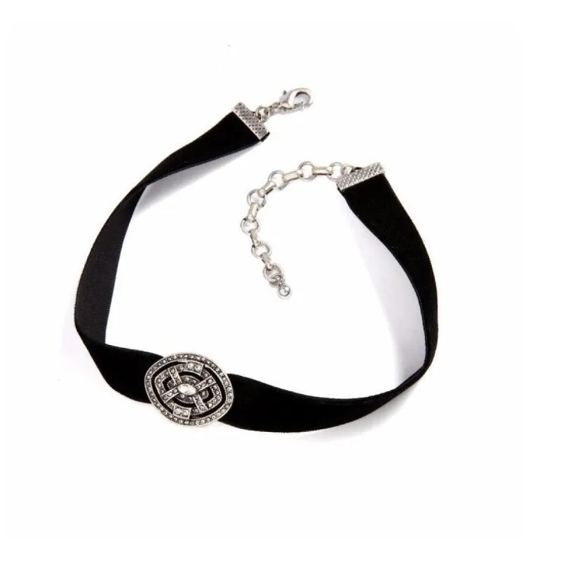 Black Velvet Choker Vintage Necklace - White sold by Zulily