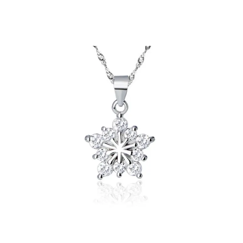 Clear Cubic Zirconia Snowflake Pendant Necklace - White sold by Zulily