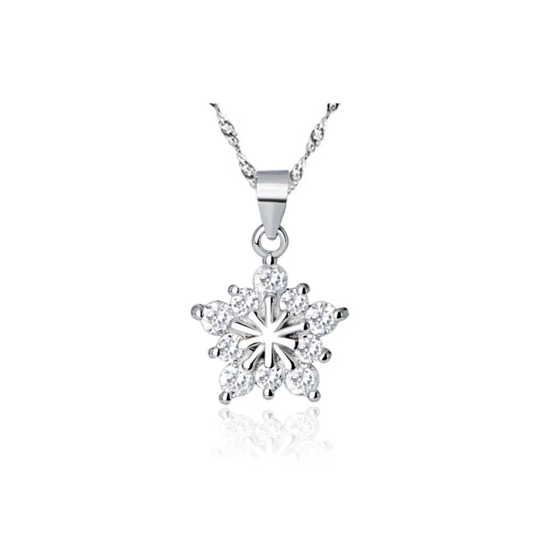 Clear Cubic Zirconia Snowflake Pendant Necklace - White sold by Zulily