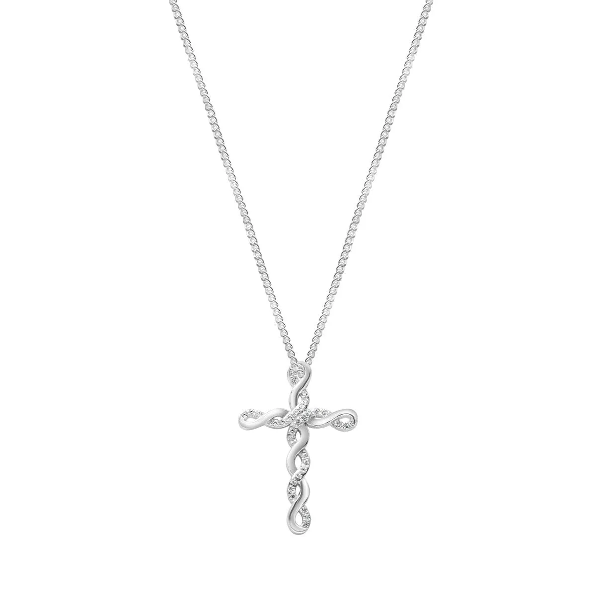 Cubic Zirconia & Sterling Silver Twisted Cross Pendant Necklace - White sold by Zulily