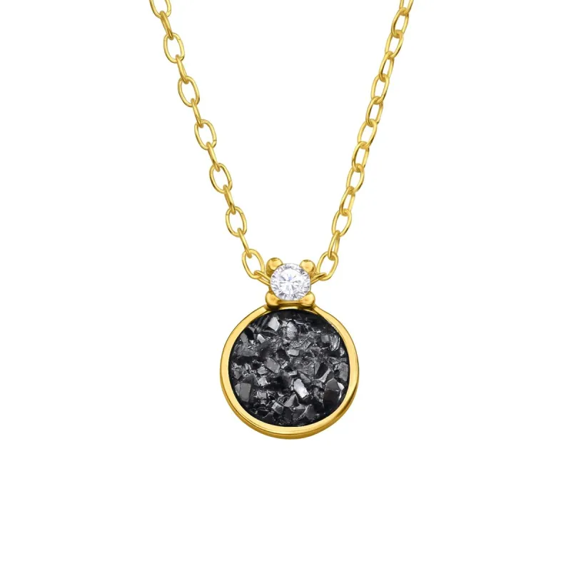 Sterling Silver 18kt Gold Plated Jet Druzy and CZ Dainty Timeless Necklace - White sold by Zulily