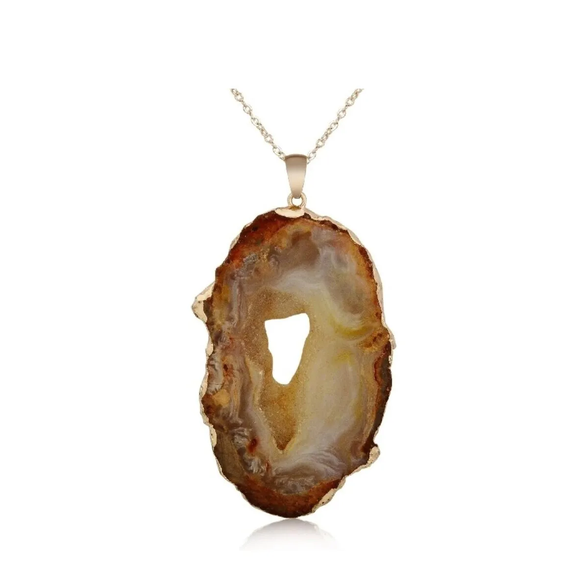 Goldtone Copper Geode Pendant Necklace - White sold by Zulily