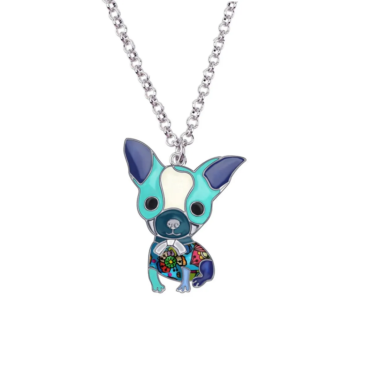 Blue Enamel Chihuahua Pendant Necklace - White sold by Zulily