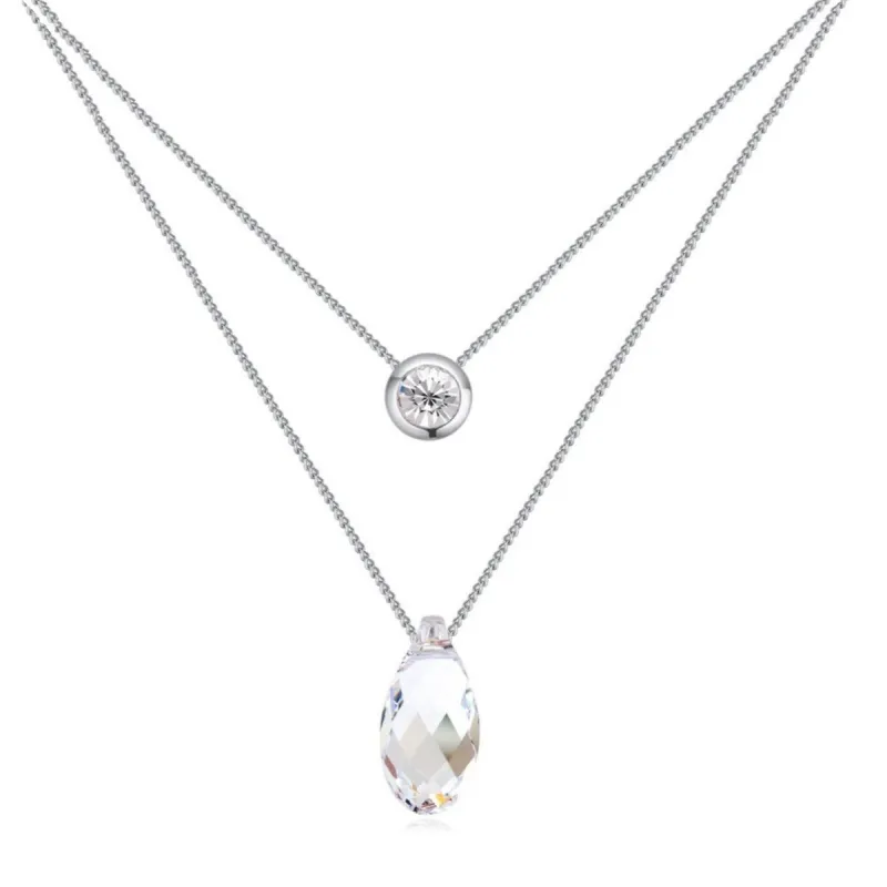 Clear Circle Briolette Layered Swarovski Crystal Necklace - White sold by Zulily
