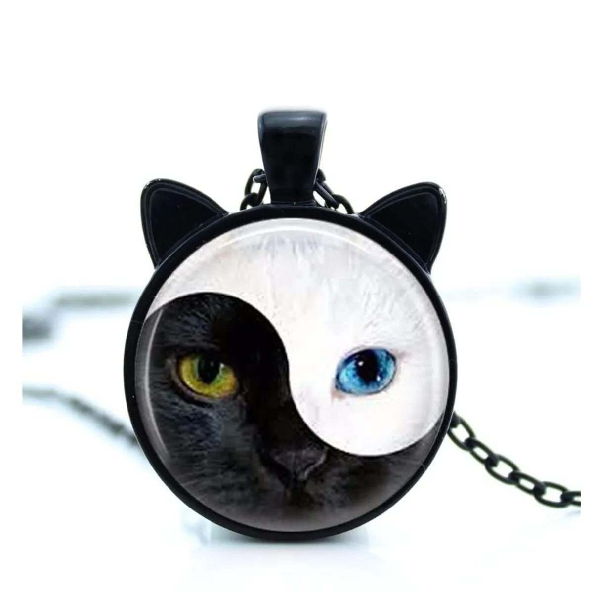 Yin Yang Cat Pendant Necklace - White sold by Zulily