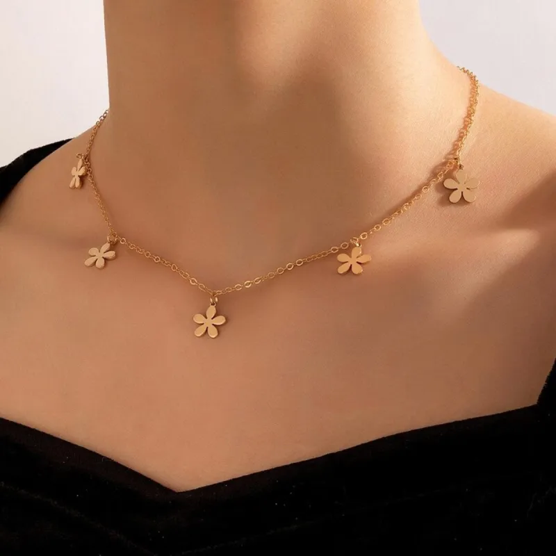 Goldtone Dainty Floral Necklace - White sold by Zulily