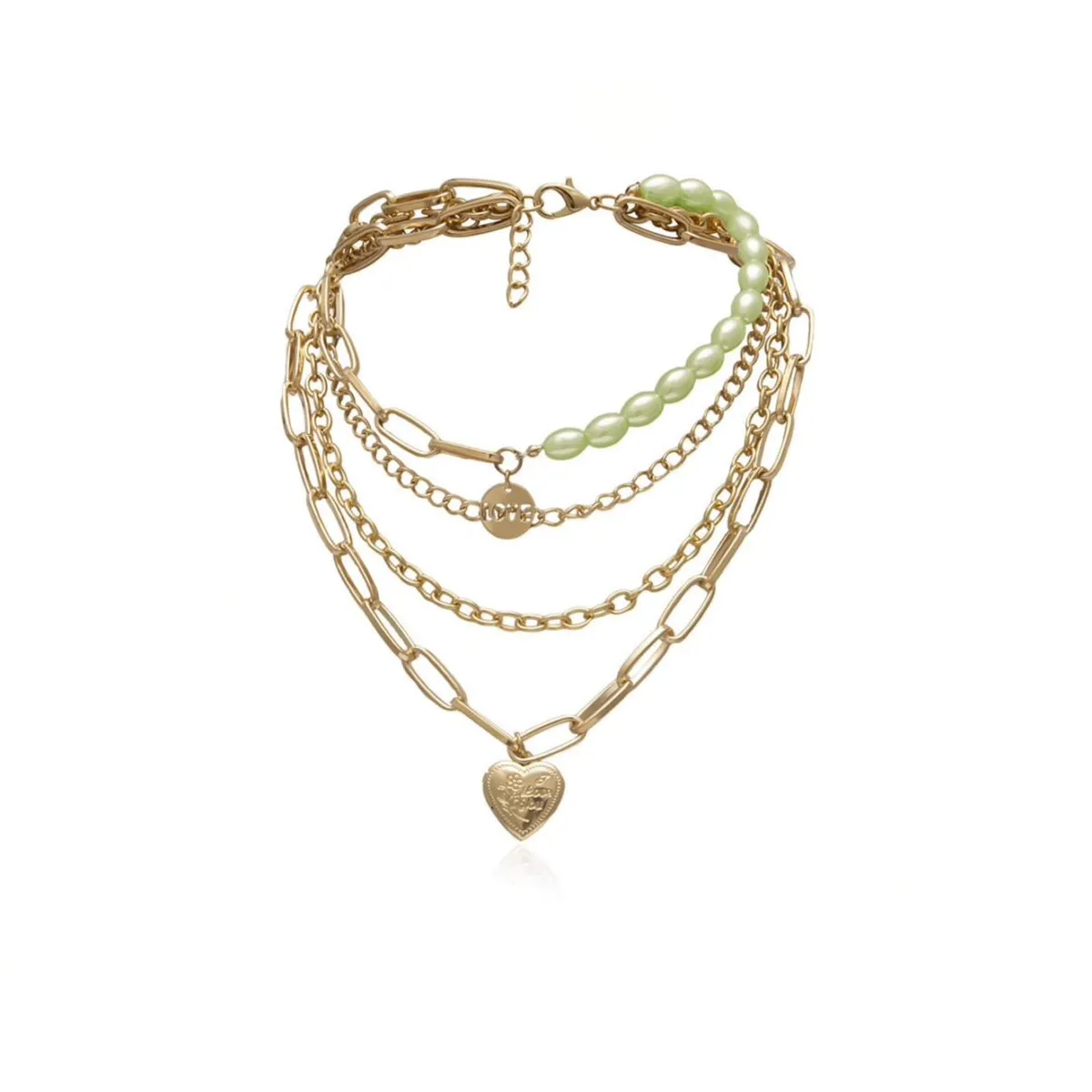 Imitation Pearl Goldtone Layered Heart Pendant Necklace - White sold by Zulily