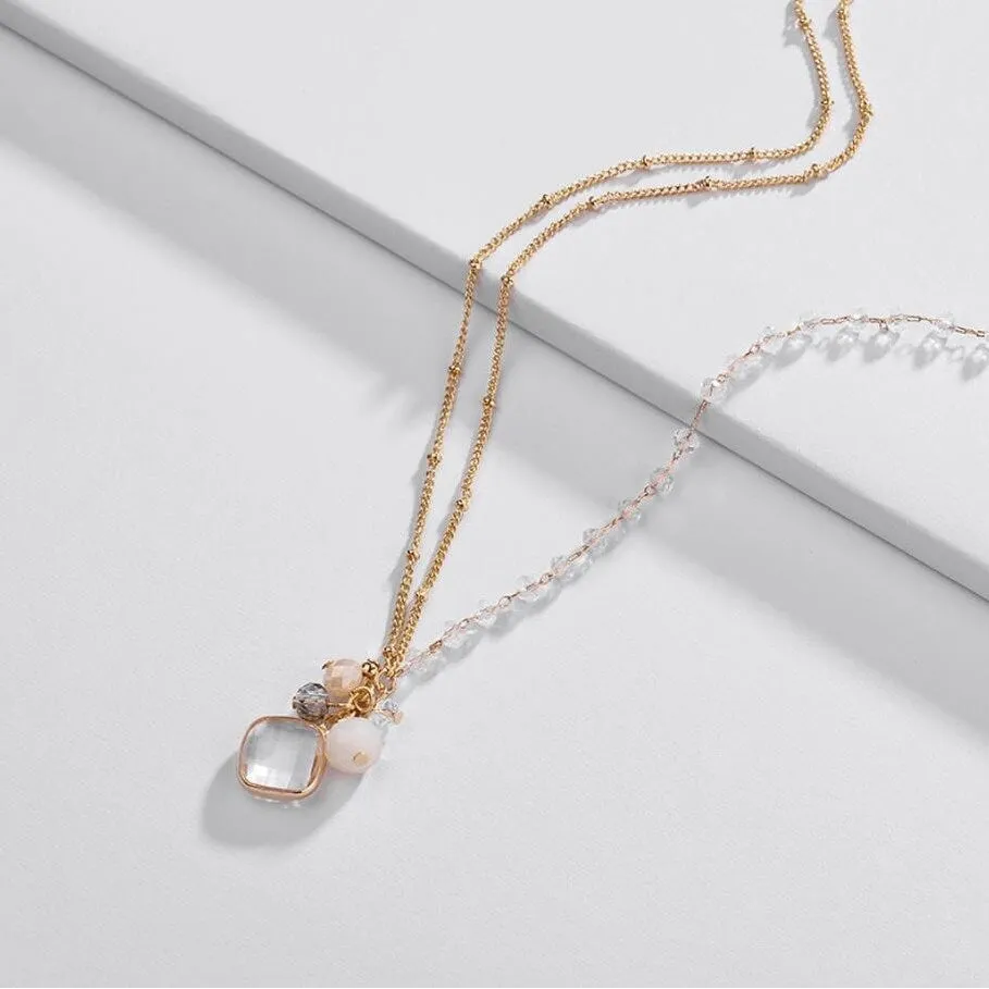 Goldtone Clear Crystal Necklace - White sold by Zulily