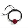Black Velvet & Red Satine Rose Choker Necklace - White sold by Zulily