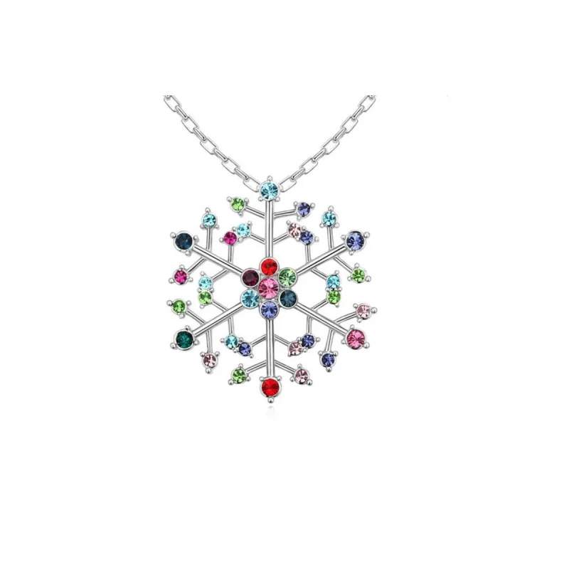 Multi Colored Swarovski Crystal Snowflake Necklace - White sold by Zulily