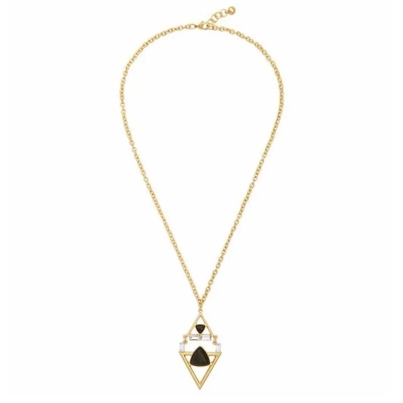 Goldtone Black Pendant Necklace - White sold by Zulily